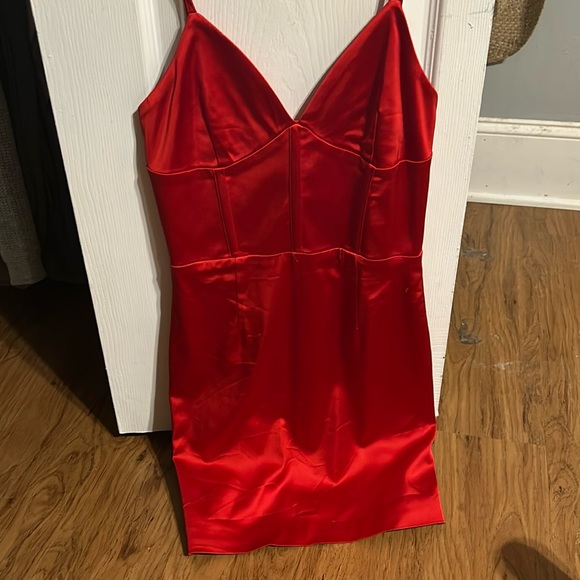 Meshki | Dresses | Red Satin Mini Dress | Poshmark